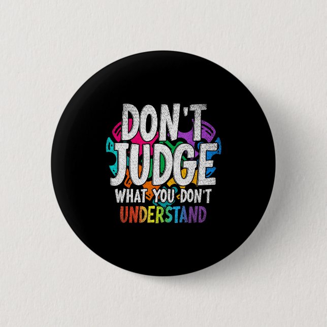 Badge Rond 5 Cm Autism Awareness Adult Uni-kids Black Short Sleeve (Devant)