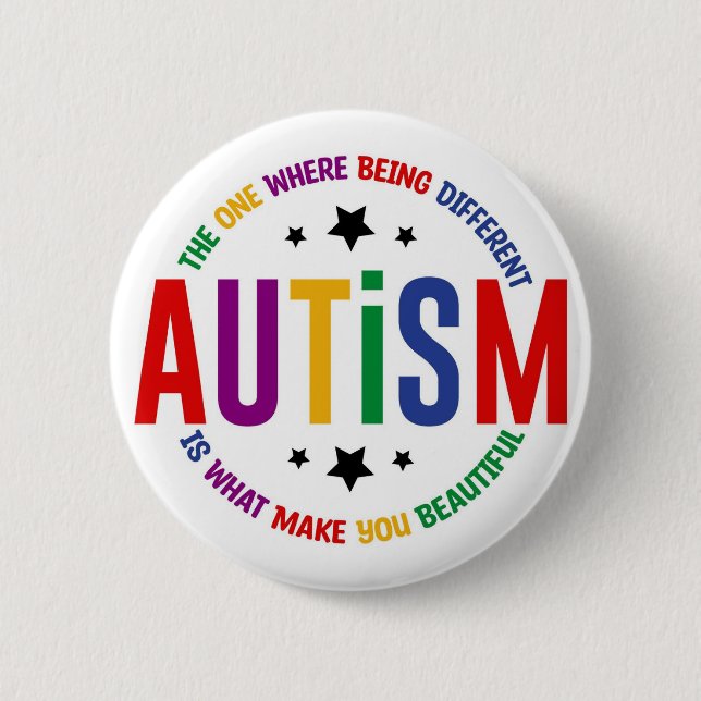 Badge Rond 5 Cm Autism: Being Different Makes You Beautiful Pin  (Devant)