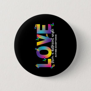 Badge Rond 5 Cm Autisme Amour D'Un Angle Différent Acceptation Plu