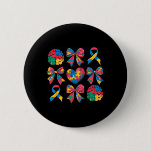 Badge Rond 5 Cm Autisme Coquette Ruban Bow Puzzle Autisme Awa