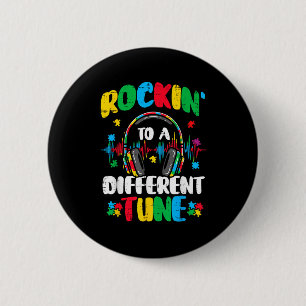 Badge Rond 5 Cm Autisme rockin' une mélodie différente sensibilisa