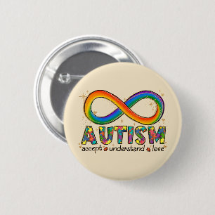 Badge Rond 5 Cm Autisme Symbole Infini Accepter, Comprendre, Amour