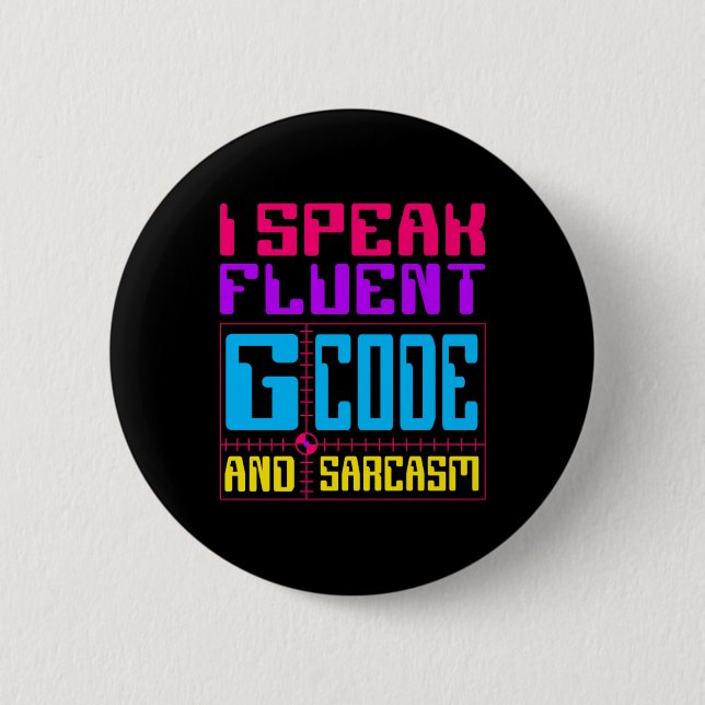 Badge Rond 5 Cm Autocollant à code G fluide cnc (Devant)