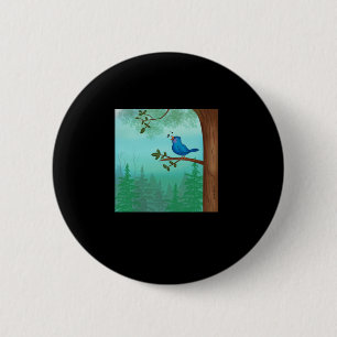 Badge Rond 5 Cm Autocollant bleu oiseaux