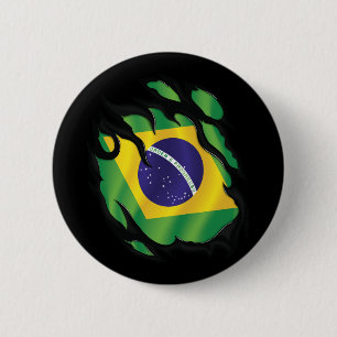 Badge Rond 5 Cm Autocollant Rond Classique Drapeau Déchiré Brésil