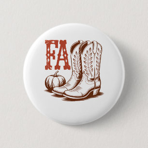 Badge Rond 5 Cm Automne Automne Cowgirl Citrouille