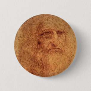 Badge Rond 5 Cm Autoportrait d'art de la Renaissance par Leonardo