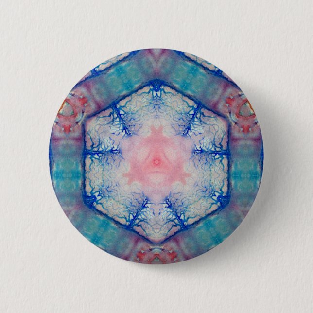 Badge Rond 5 Cm AVALON Dame du lac, Réflexions magiques de l'eau (Devant)
