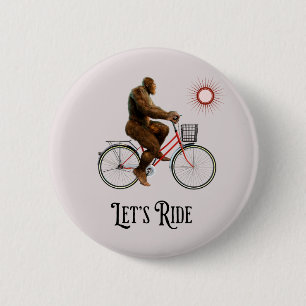 Badge Rond 5 Cm Aventure Cycliste Drôle de Bigfoot Rétro