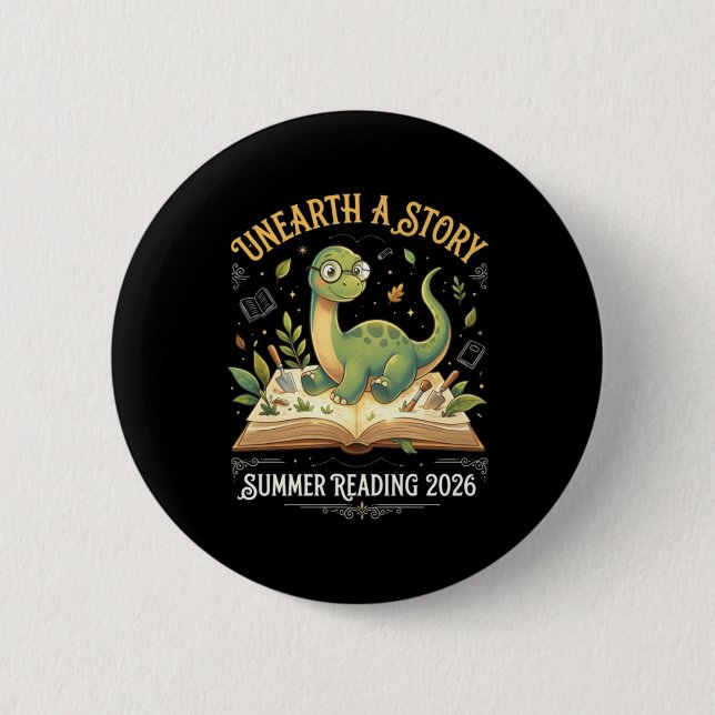 Badge Rond 5 Cm Aventure de lecture Dino Été 2026 T (Devant)