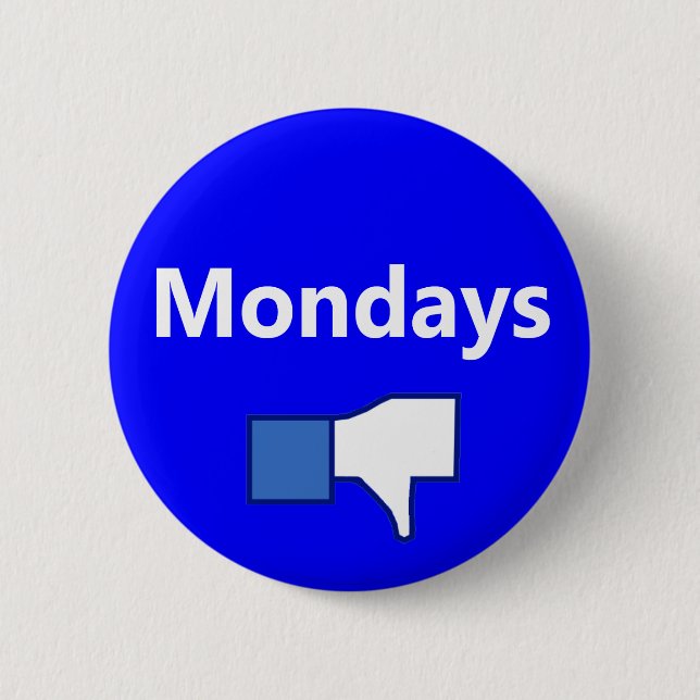 Badge Rond 5 Cm Aversion, lundi - bouton (texte blanc) (Devant)