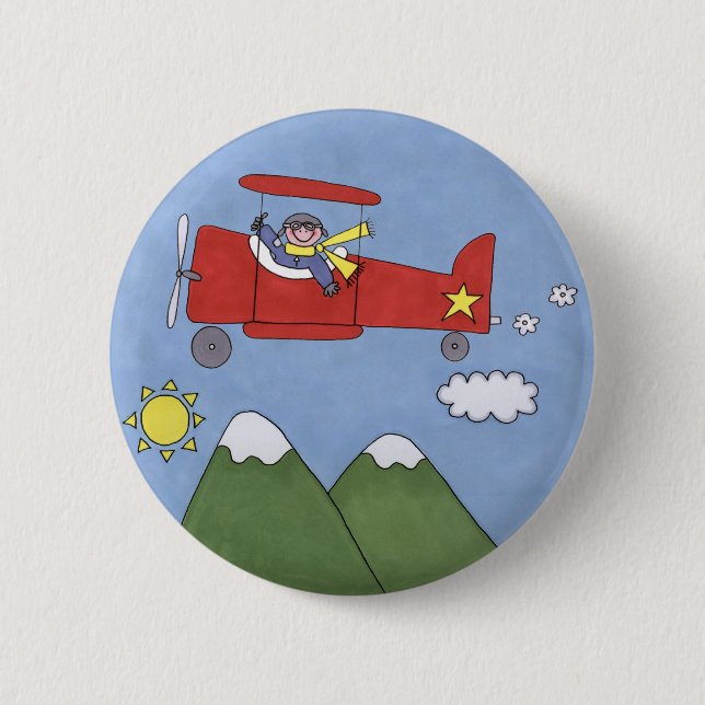 Badge Rond 5 Cm Avion (Devant)