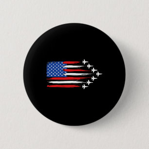 Badge Rond 5 Cm Avion à réaction de combat Drapeau américain Avion