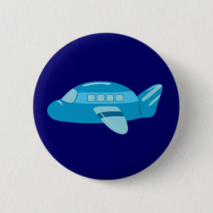 Badge Rond 5 Cm Avion bleu