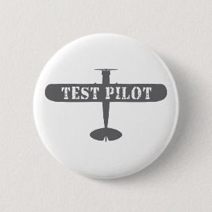 Badge Rond 5 Cm Avion et pilote d'essai