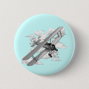 Badge Rond 5 Cm Avion vintage