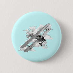 Badge Rond 5 Cm Avion vintage