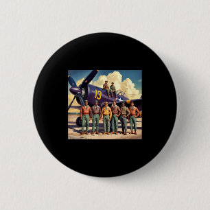 Badge Rond 5 Cm Avions noirs rétro aviateurs histoire noire second