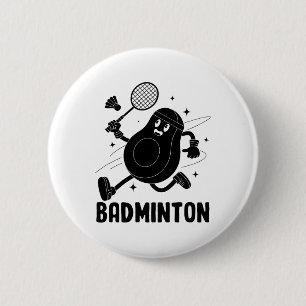 Badge Rond 5 Cm Avocado Jouer Badminton Saine Cuisine végétarienne