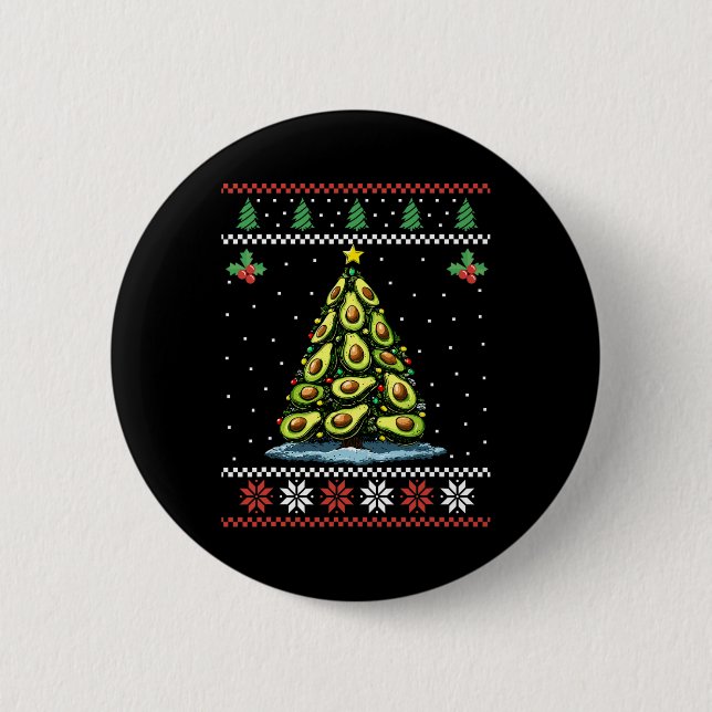 Badge Rond 5 Cm Avocado Noël Arbre Vilain Noël Sweat Noël Noël (Devant)