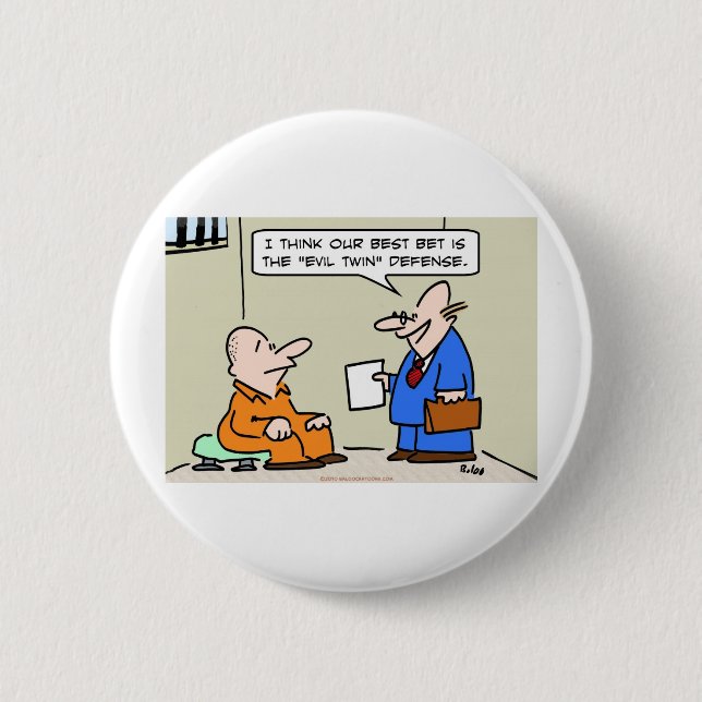 Badge Rond 5 Cm avocat de défense jumel mauvais (Devant)