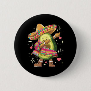 Badge Rond 5 Cm Avocat qui fait dabber le Cinco De Mayo Poncho Mex