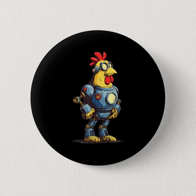 Badge Rond 5 Cm Awesome Chicken Robot For Future Animals Lovers  (Devant)