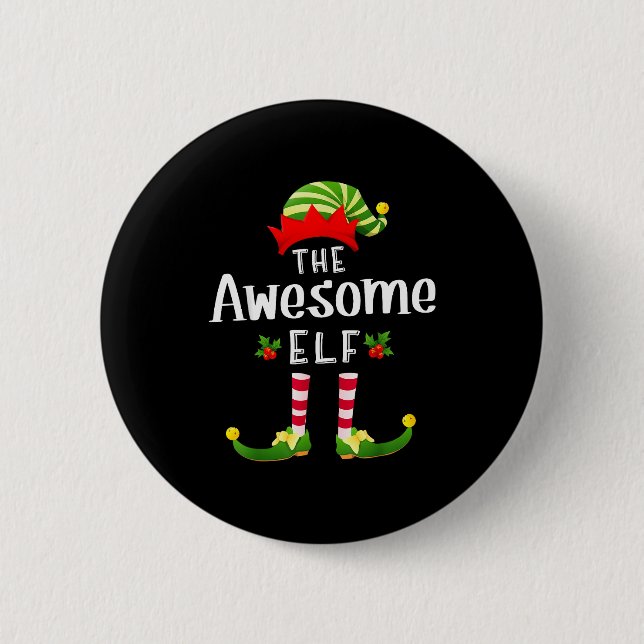 Badge Rond 5 Cm Awesome Christmas Elf Matching Pajama X-mas Party  (Devant)
