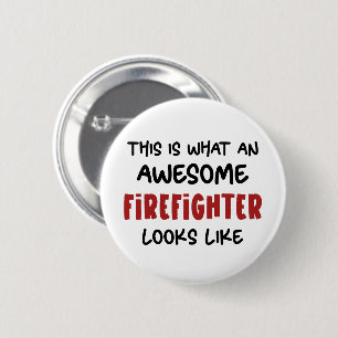 Badge Rond 5 Cm Awesome pompier Funny pompier