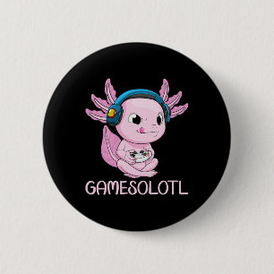 Badge Rond 5 Cm Axolotl Joueur Gamesolotl Kawaii Jeux Pour Garçons