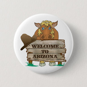Badge Rond 5 Cm AZ- Bienvenue à l'Arizona Horse