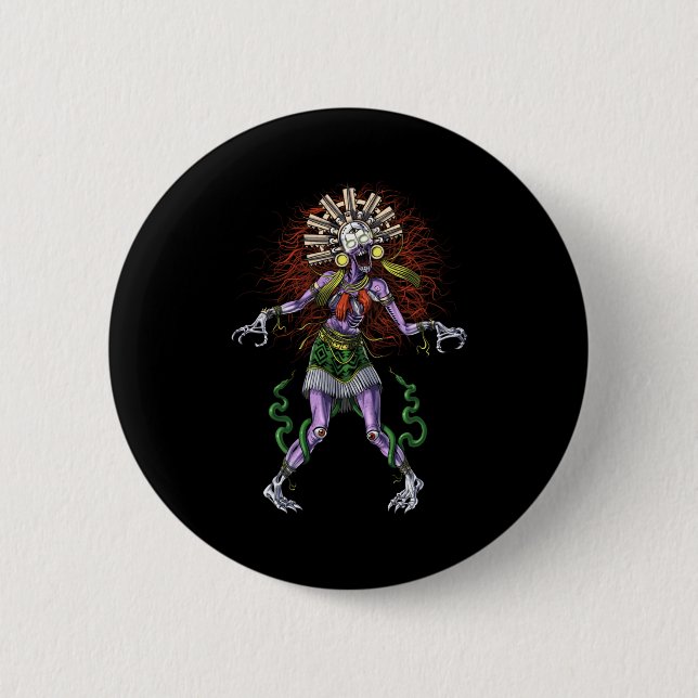 Badge Rond 5 Cm Aztec Mythologie Deity Tzitzimitl (Devant)