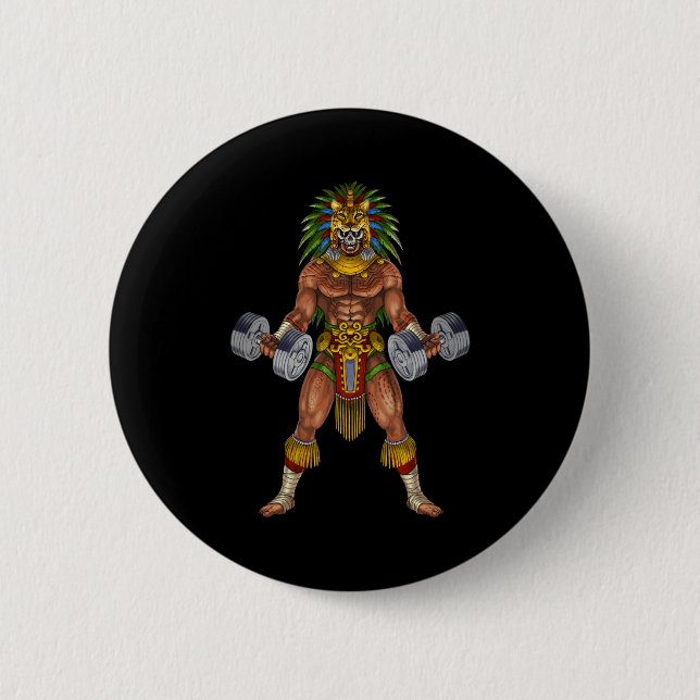Badge Rond 5 Cm Aztec Warrior Weightlifting (Devant)