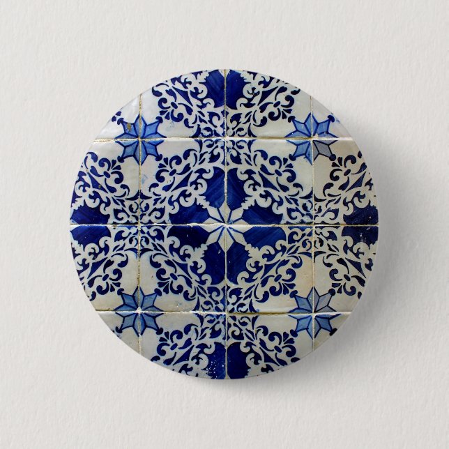 Badge Rond 5 Cm Azulejos, Portuguese Tiles (Devant)