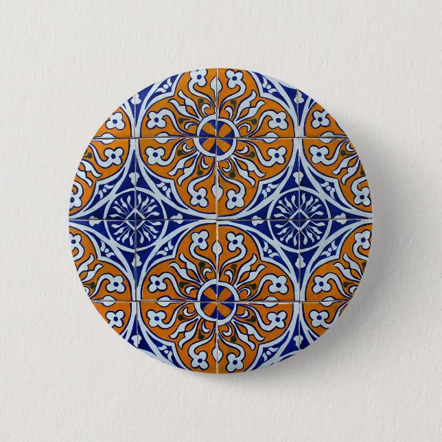 Badge Rond 5 Cm Azulejos, Portuguese Tiles (Devant)