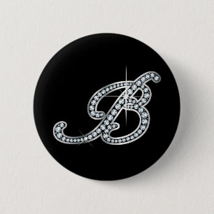 Badge Rond 5 Cm B script "Diamond Bling"