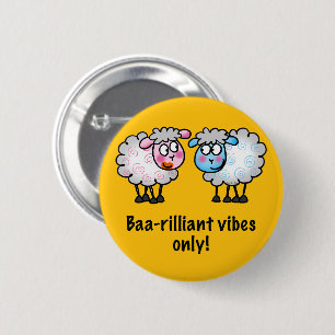 Badge Rond 5 Cm Baa-rilliant - Paire de moutons de dessin animé mi