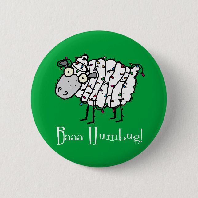 Badge Rond 5 Cm Baaa Bah Humbug Funny Noël (Devant)