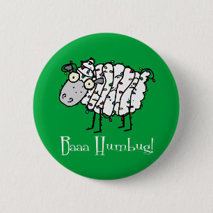 Badge Rond 5 Cm Baaa Bah Humbug Funny Noël
