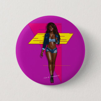 Badge Rond 5 Cm Babe au jean bleu