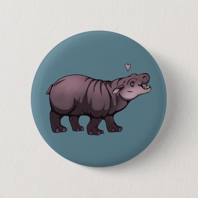 Badge Rond 5 Cm Baby Pigmy Hippo (Devant)