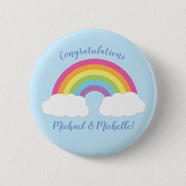 Badge Rond 5 Cm Baby shower arc-en-ciel