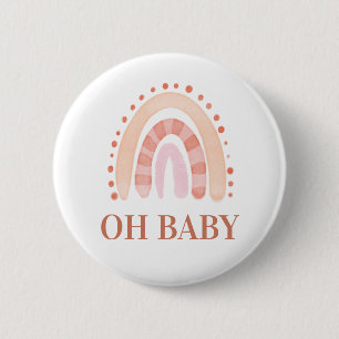Badge Rond 5 Cm Baby shower arc-en-ciel Boho