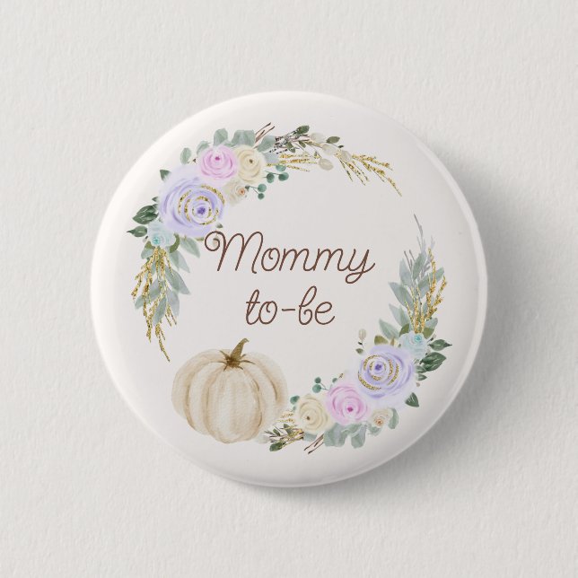 Badge Rond 5 Cm Baby shower Citrouille de la rentrée (Devant)