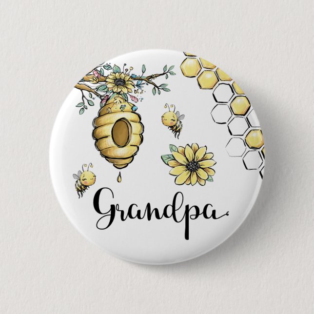 Badge Rond 5 Cm Baby shower d'abeilles sucrées de la ruche florale (Devant)