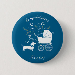 Badge Rond 5 Cm Baby shower Dachshund Wiener Dog