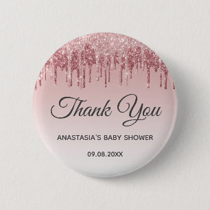 Badge Rond 5 Cm Baby shower de Merci de Parties scintillant en or 