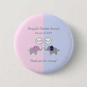 Badge Rond 5 Cm Baby shower de révélation de genre rose et bleu 