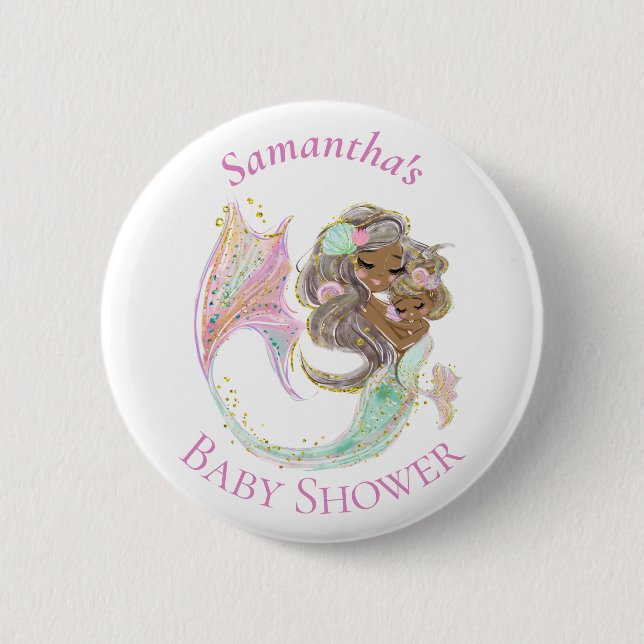 Badge Rond 5 Cm Baby shower de sirène nautique (Devant)