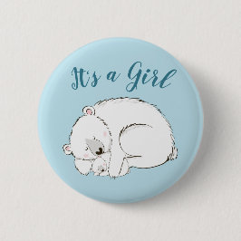 Badge Rond 5 Cm Baby shower d'ours polaire